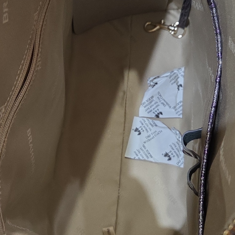 💜▪️Brahmin ▪️ Purple Glitter Melbourne Genuine Leather Medium Duxbury Satchel - Picture 14 of 14